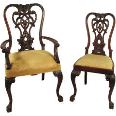 Antique Set of 12 Chippendale Style Dining Chairs