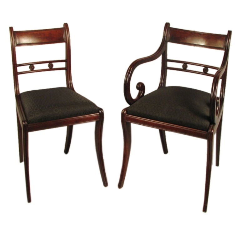 Set of Eight Classical Mahogany Dining Chairs For Sale