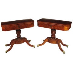 Pair of Classical Carved Mahogany Game Tables