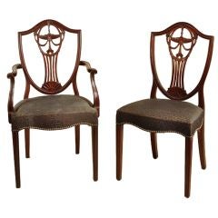 Antique Set of 12 Hepplewhite Style Shield Back Dining Chairs