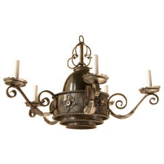 Neo Gothic Style Tole Chandelier, with 3 Layered Central Rings