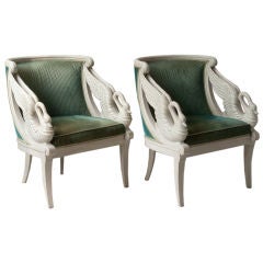 Vintage Empire style white painted chairs