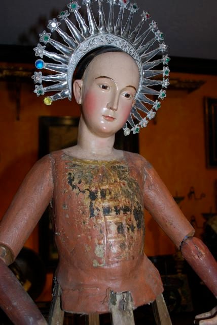 Large 19th Century Articulated Caged Virgin Santo  Mexico