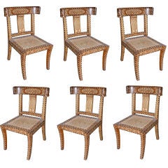 Set of 6 Syrian Bone Inlay Dining Chairs