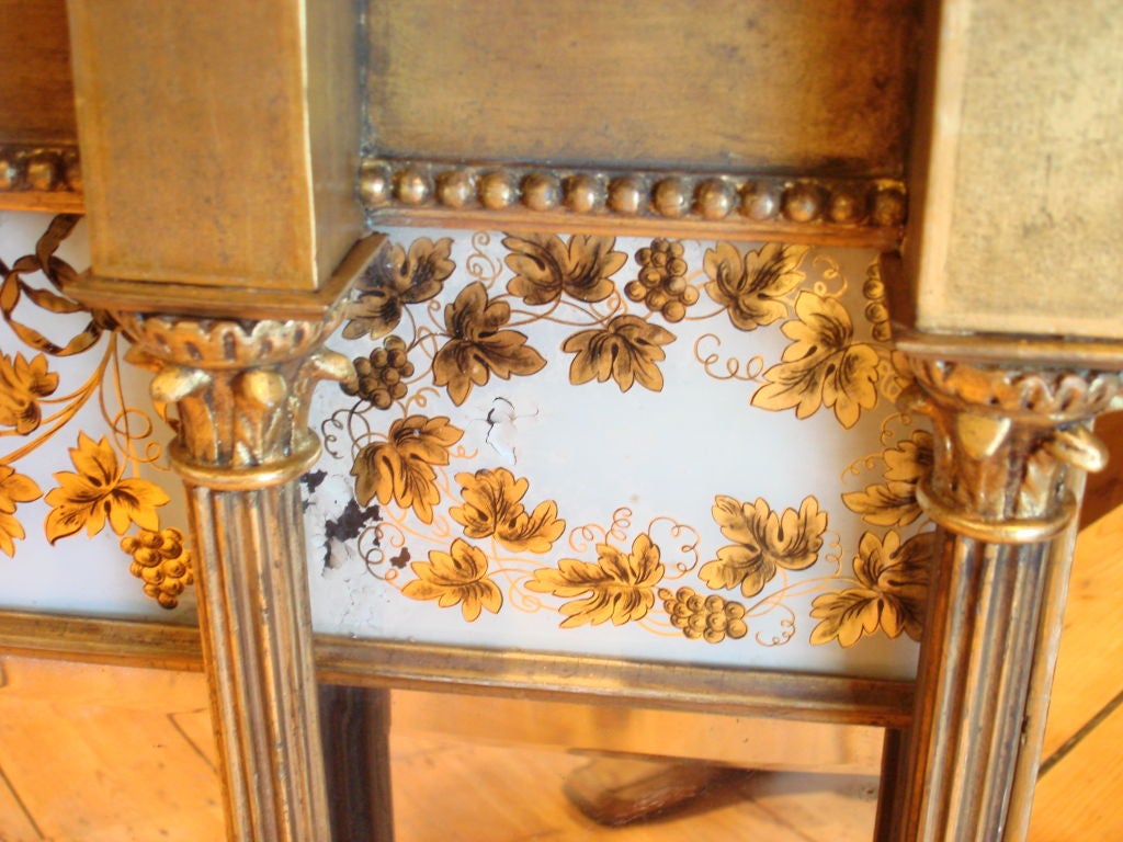 Period Regency Giltwood Overmantle Mirror with Eglomise Panels In Excellent Condition In Essex, MA