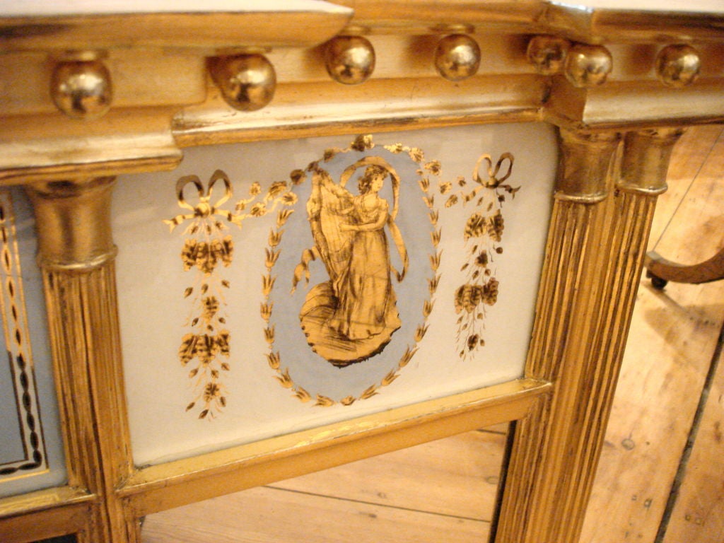 Federal Period Giltwood Overmantle Mirror In Excellent Condition In Essex, MA