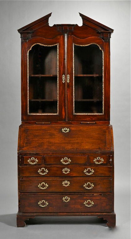 PERIOD GEORGIAN SECRETARY WITH ARCHITECTURAL TOP