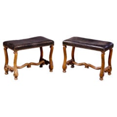 PAIR OF WALNUT  STOOLS IN 17TH CENTURY STYLE