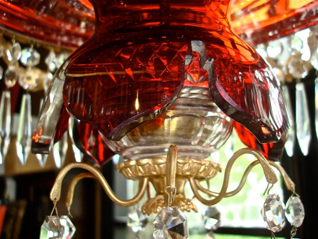 RUSSIAN STYLE CRANBERRY GLASS NEOCLASSICAL CHANDELIER 1