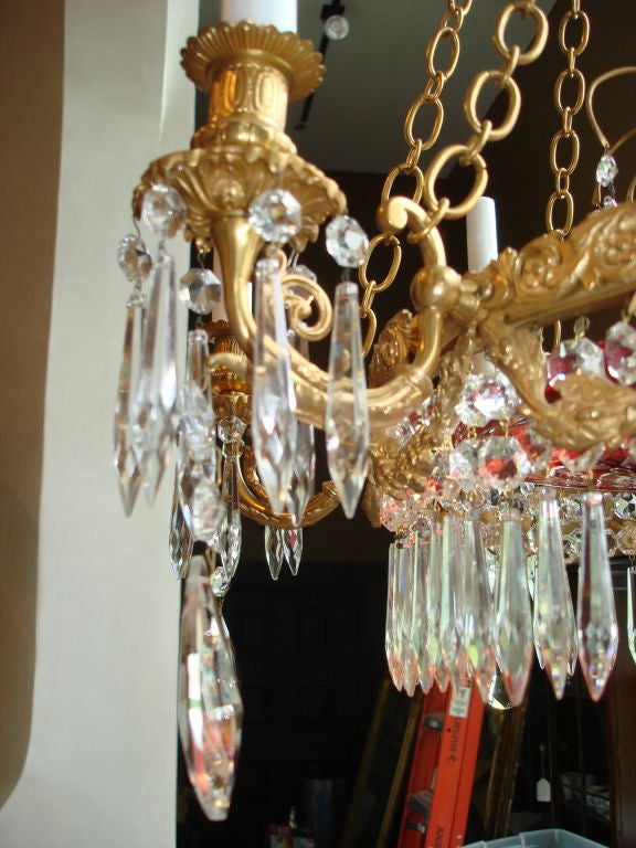RUSSIAN STYLE CRANBERRY GLASS NEOCLASSICAL CHANDELIER 2
