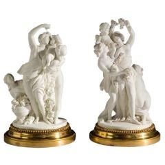 A Pair Of Sevres Biscuit Porcelain Groups