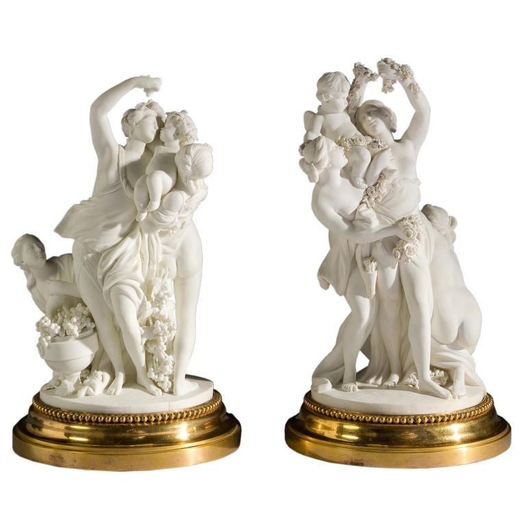 A Pair Of Sevres Biscuit Porcelain Groups