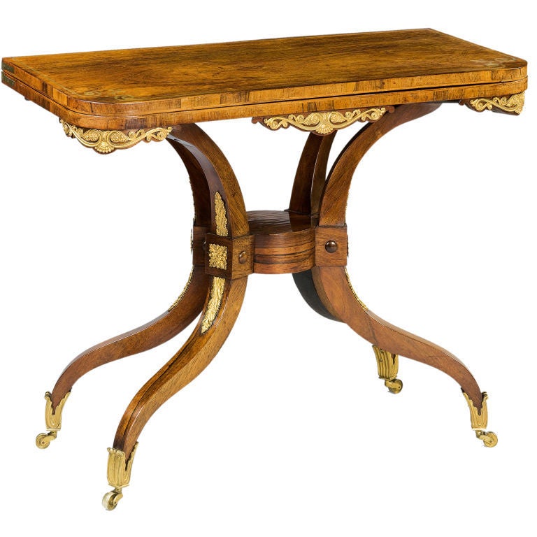 A Regency Rosewood Spider Leg Card Table