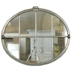 Antique English Oval Industrial Mirrored Window