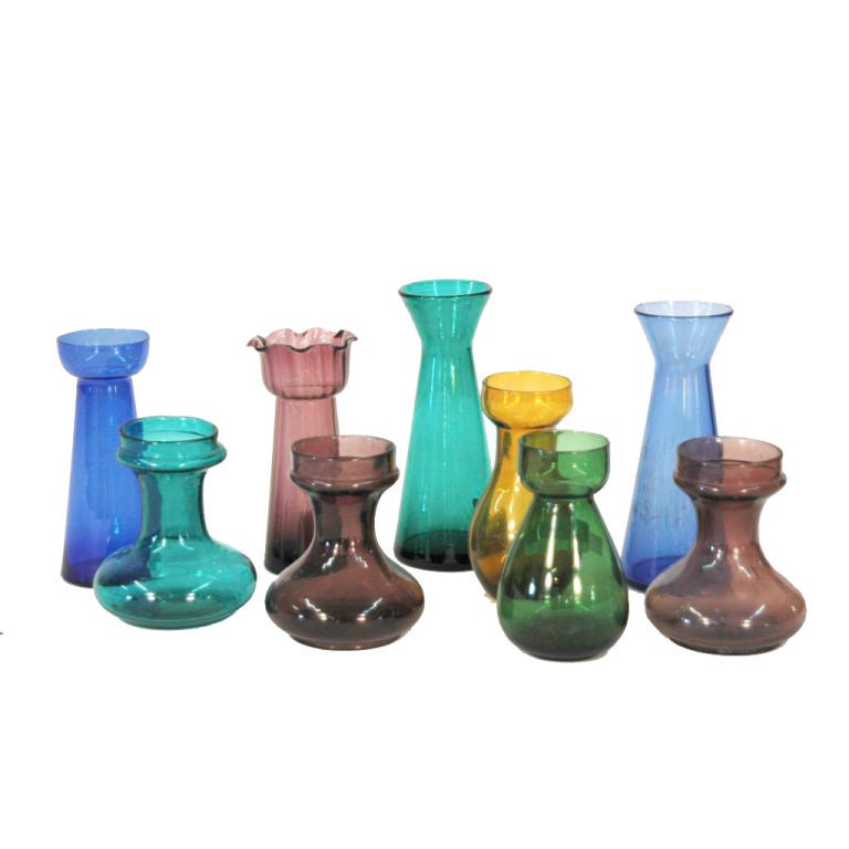 English Victorian Colored Glass Hyacinth Vases