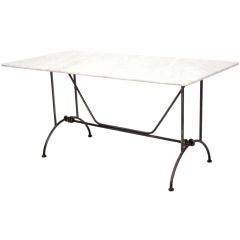 Antique English Metal Base Marble Top Table
