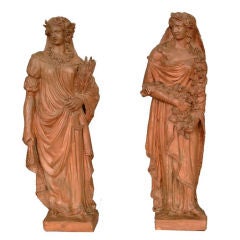 19th Century Pair of Terra Cotta Statues