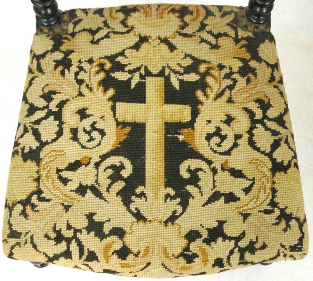 French Ebonized Prie Dieu with tapestry