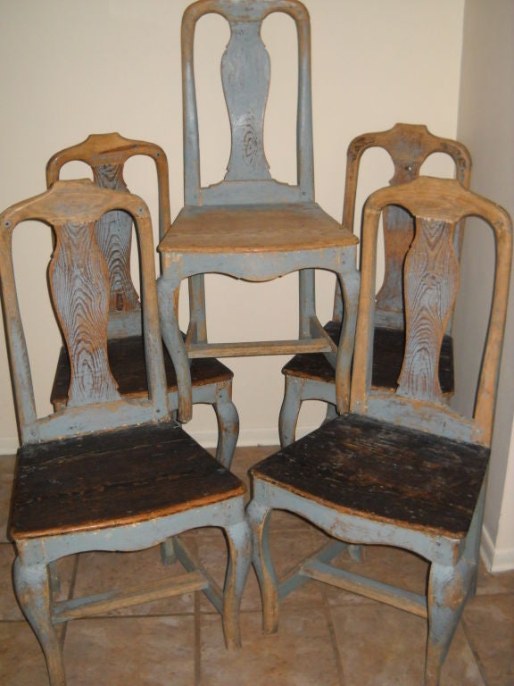PERIOD SWEDISH ROCOCO(5) CHAIRS(RARE)