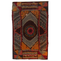 Antique American (rare) Shirred Hooked Rug
