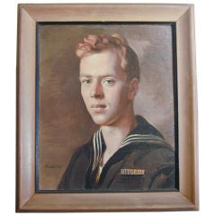Extremely Fine Portrait of Sailor, Signed and Dated 1945