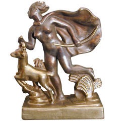 "Diana and the Stag, " Art Deco Sculpture by Arthur Percy