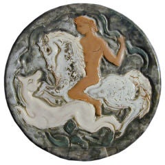 "Nude, Horse and Hound, " Art Deco Charger by Manfredo Borsi