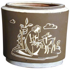 Vintage Unique Art Deco Vase with Female and Deer by de Vegh