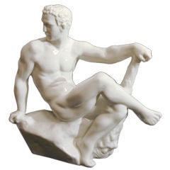 "Hercules at Rest, " rare Art Deco porcelain from Dahl-Jensen