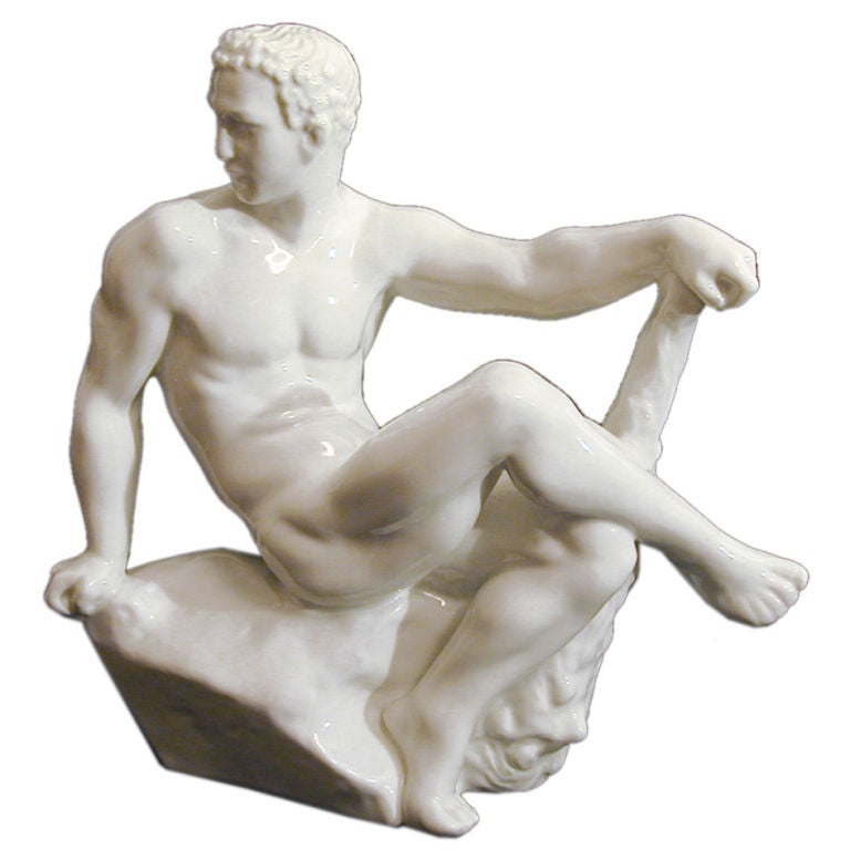 "Hercules at Rest, " rare Art Deco porcelain from Dahl-Jensen