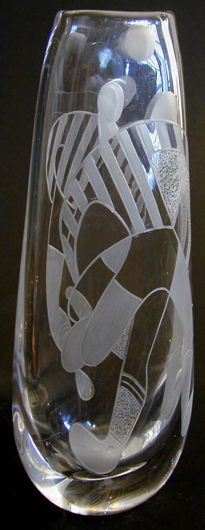 Seltene Soccer-Spieler-Vase von Lindstrand für Kosta Boda (Schwedisch) im Angebot