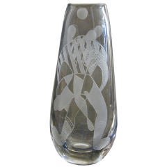 Rare Soccer Players Vase by Lindstrand for Kosta Boda