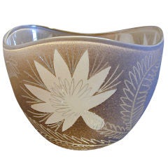 Rare Etched Glass Bowl by Waylande Gregory