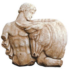 Vintage Nude Greek and Bull, 1950s Sculpture by Frederic Weinberg