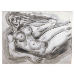 Floating Art Deco Nude, Drawing by Zaidenberg 10