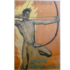 "Archer Defending Germany, " Rare World War I Poster by Erler