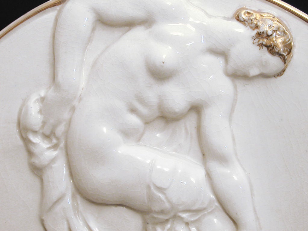 "Bather, " Art Deco porcelain rondel by Leo Lentelli, 1940
