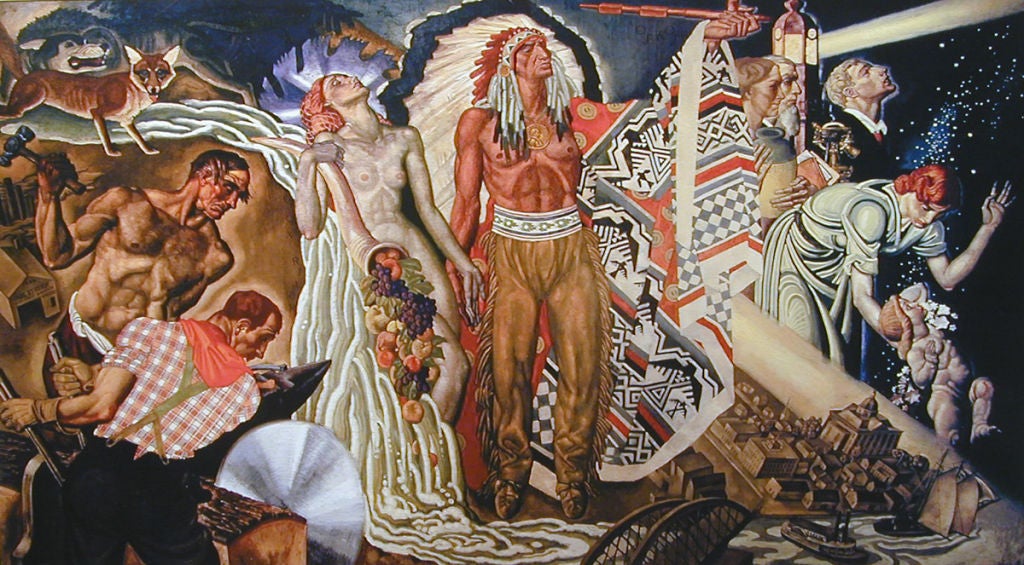 „Spirit of Oshkosh“, Art-Déco-Wandstudie von Eugene Savage, 1937 im Angebot 2