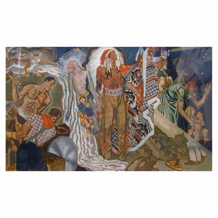 "Spirito di Oshkosh", studio murale Art Deco di Eugene Savage, 1937