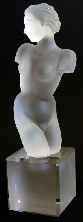 The stylized hair and twisting form of the female torso make this piece come alive.  It was sculpted by Eleon von Rommel for the Curt/Henry G. Schlevogt glass company between the wars in an era when Bohemia was, arguably, the world’s most important
