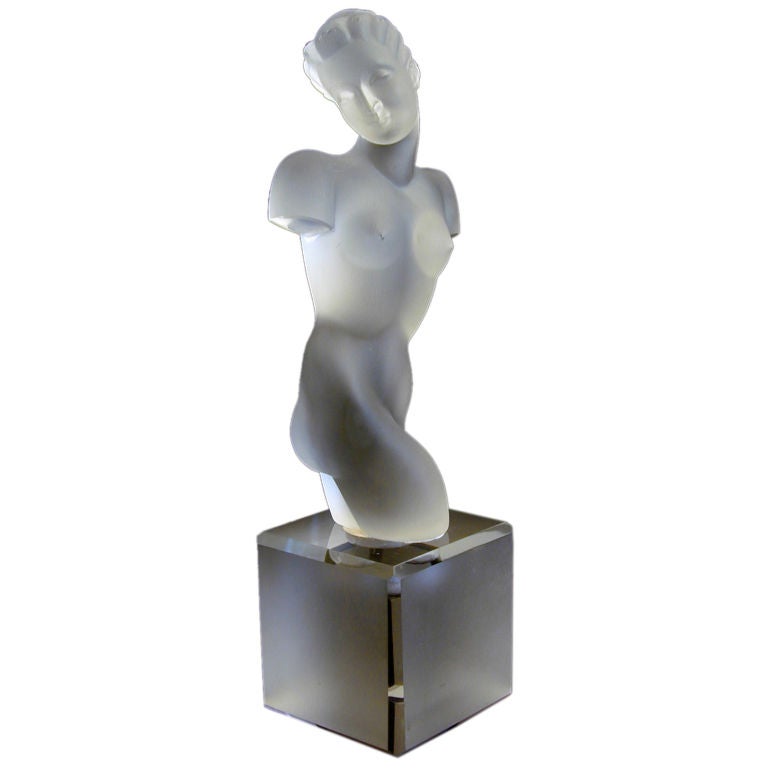 "Nude Torso, " Art Deco glass sculpture by Von Rommel