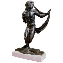 "Dancer with Turban, " Male Nude Bronze by Elicker