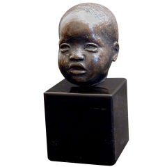 "Child's Head, " African American bronze portrait, circa 1930s