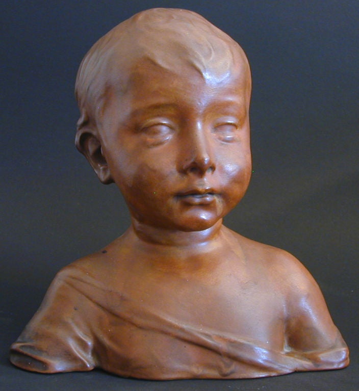 Exquisite Bust of Child by Rookwood, attr. to Clement Barnhorn