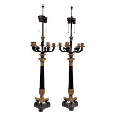PAIR First Empire Revival Candelabra Lamps