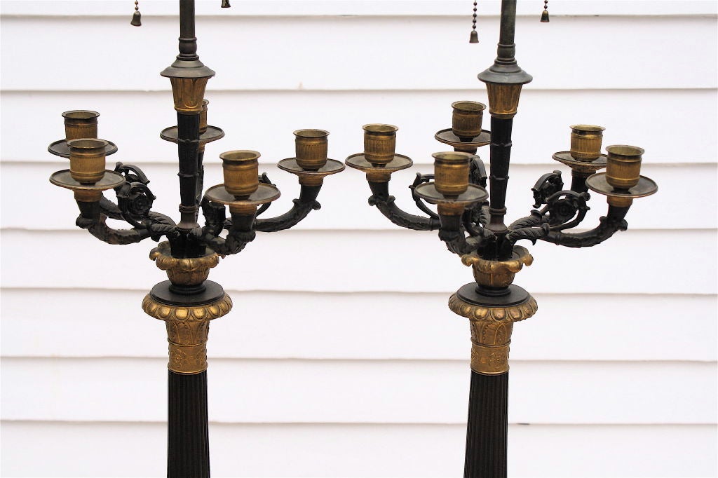 PAIR First Empire Revival Candelabra Lamps