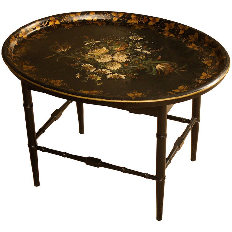English Regency Tole Tray Table