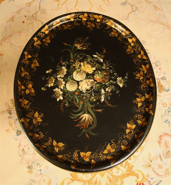 19th Century English Regency Tole Tray Table