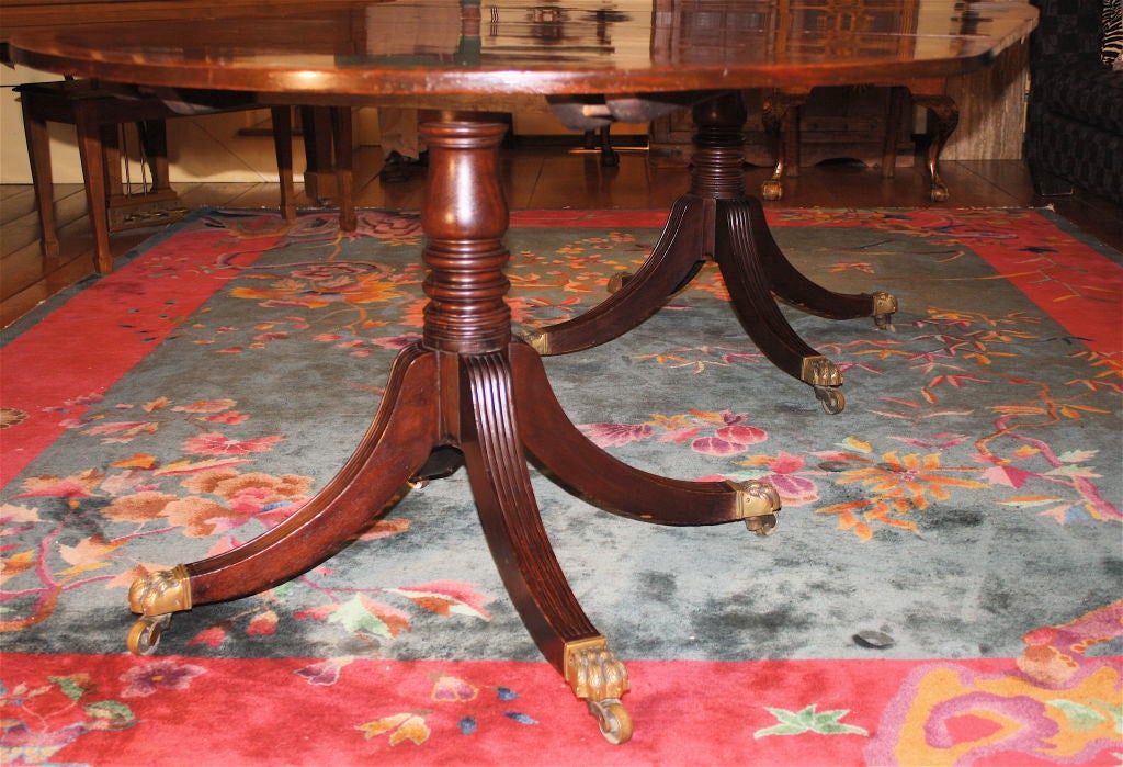 English Regency Double Pedestal Crossbanded Dining Table 3