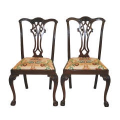 PAIR Chippendale Revival Mahogany Side Chairs